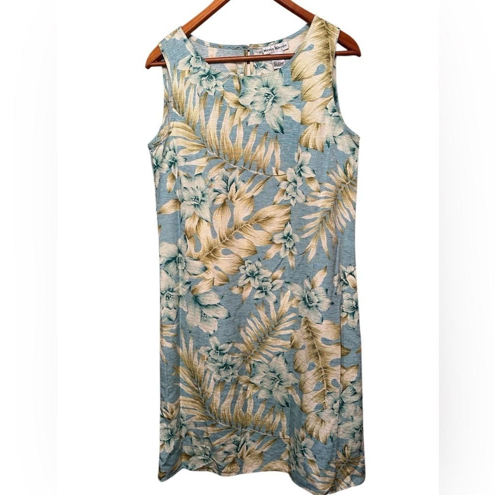 Kriss Kross 100% silk floral sleeveless shift dress size 10